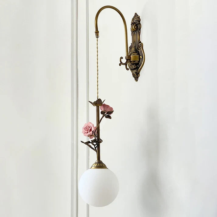 Antique Bronze Rose Wall Sconce