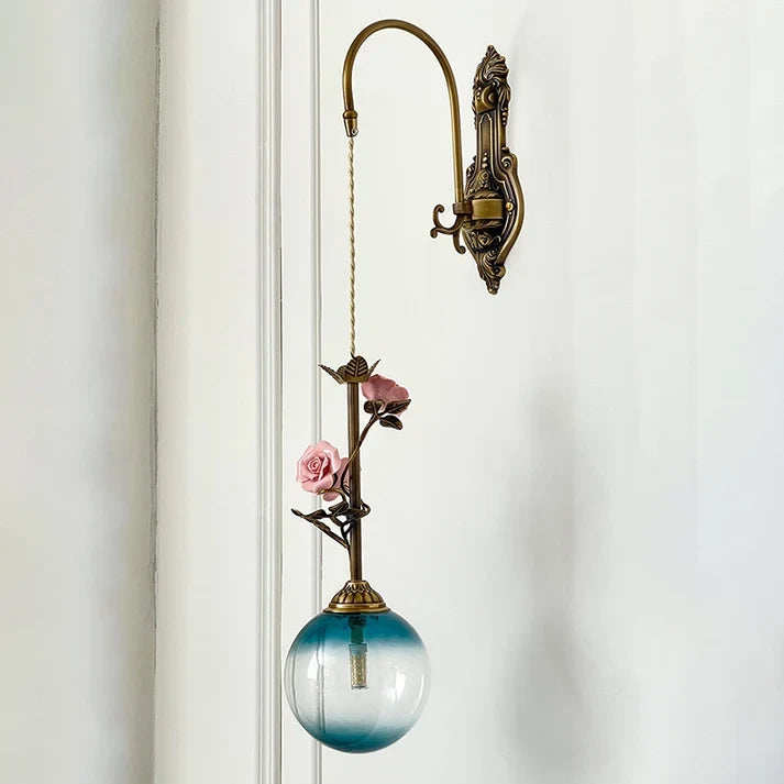 Antique Bronze Rose Wall Sconce