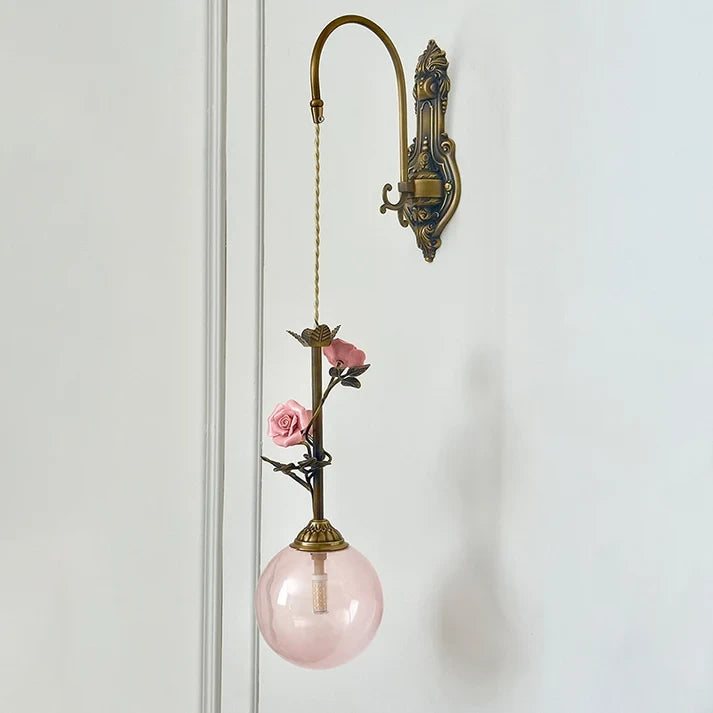 Antique Bronze Rose Wall Sconce
