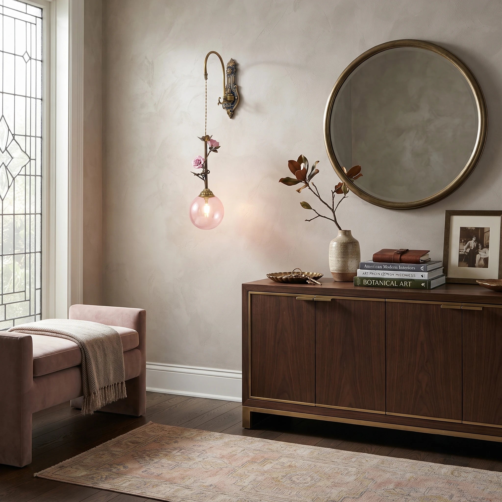 Antique Bronze Rose Wall Sconce