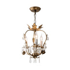 Antique Gold Leaf Crystal Chandelier