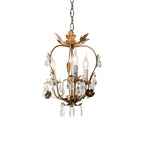 Antique Gold Leaf Crystal Chandelier