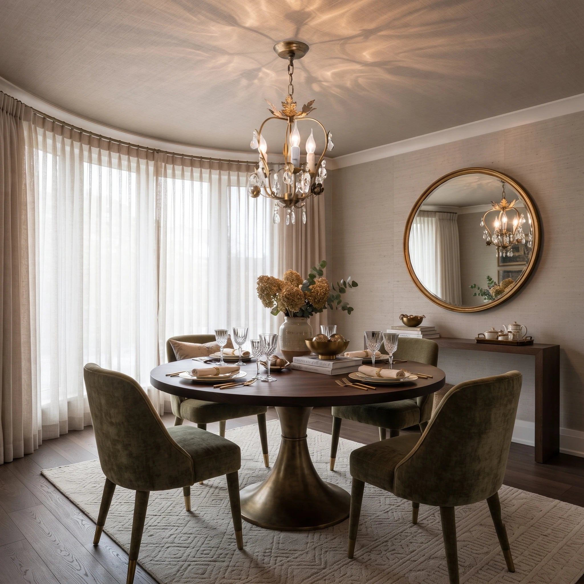 Antique Gold Leaf Crystal Chandelier