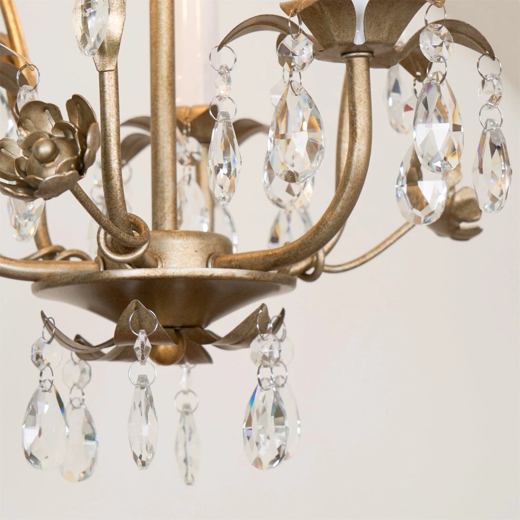 Antique Gold Leaf Crystal Chandelier
