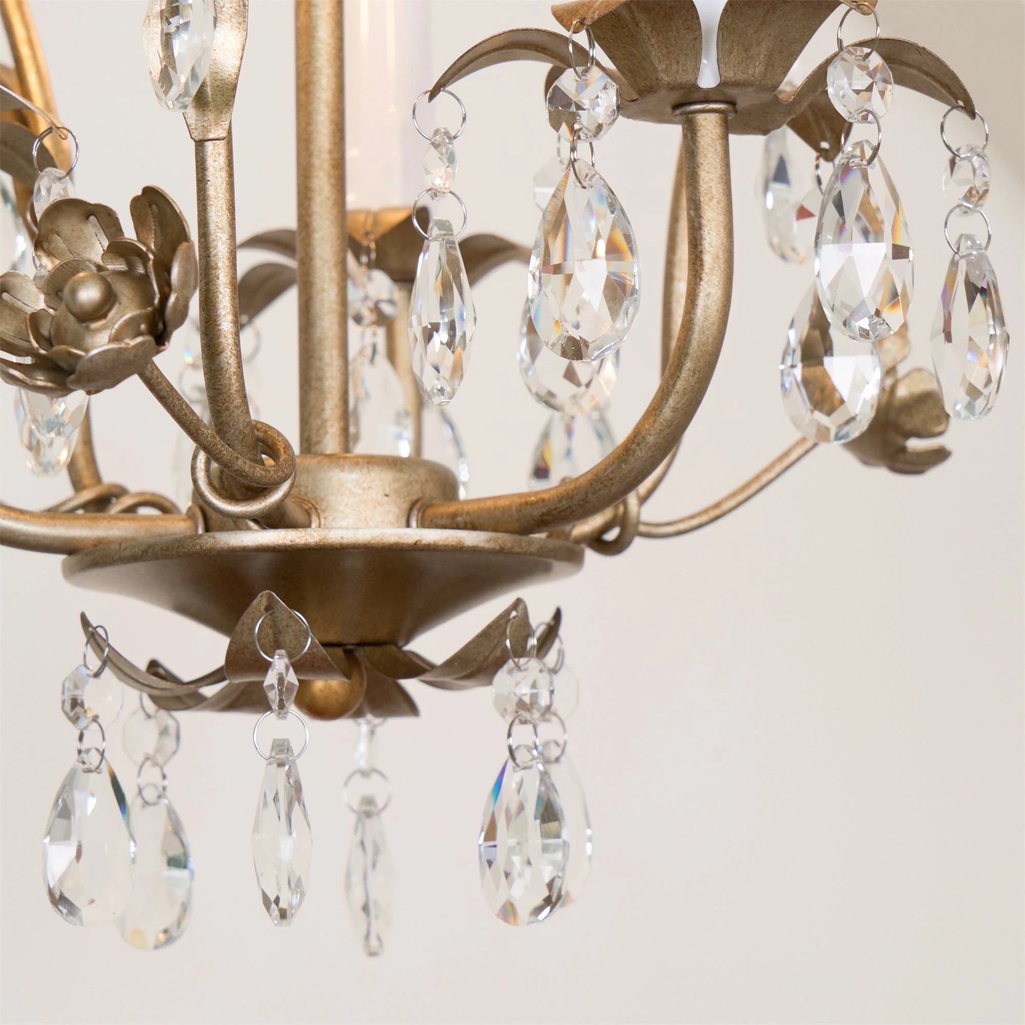 Antique Gold Leaf Crystal Chandelier