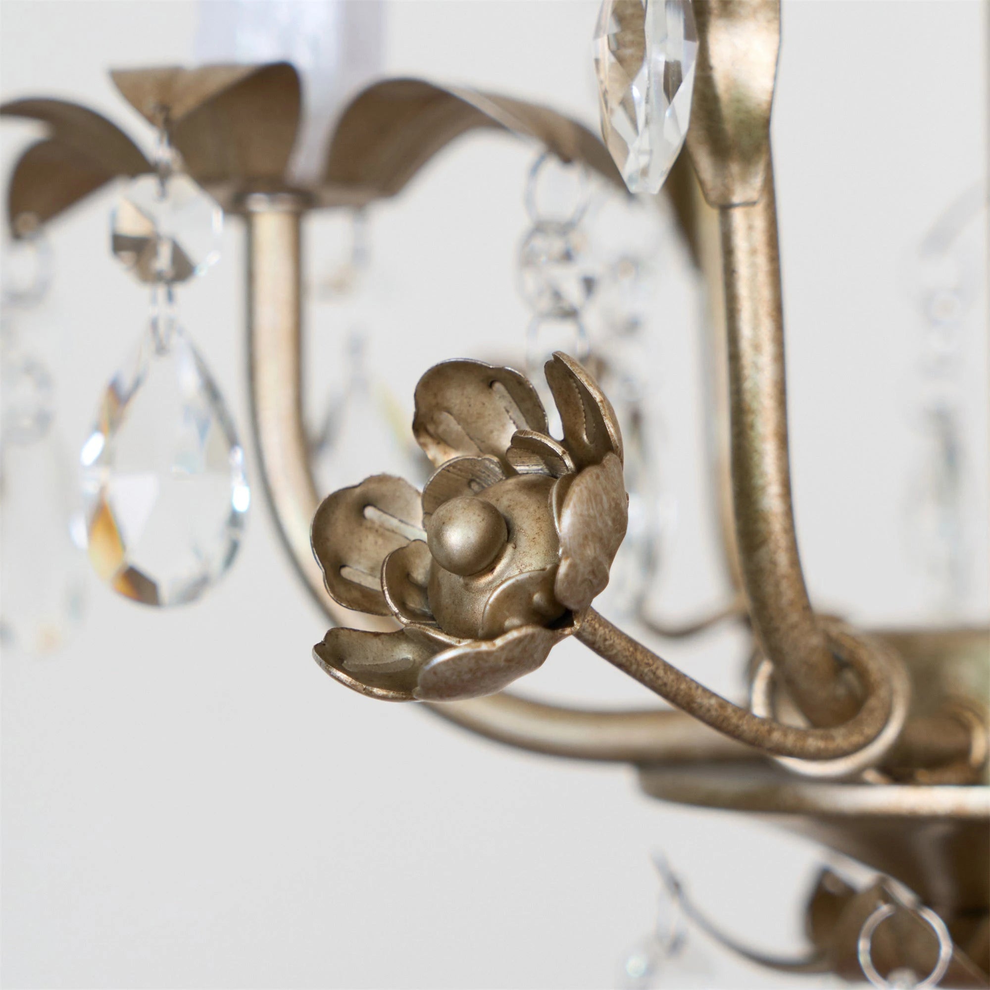 Antique Gold Leaf Crystal Chandelier