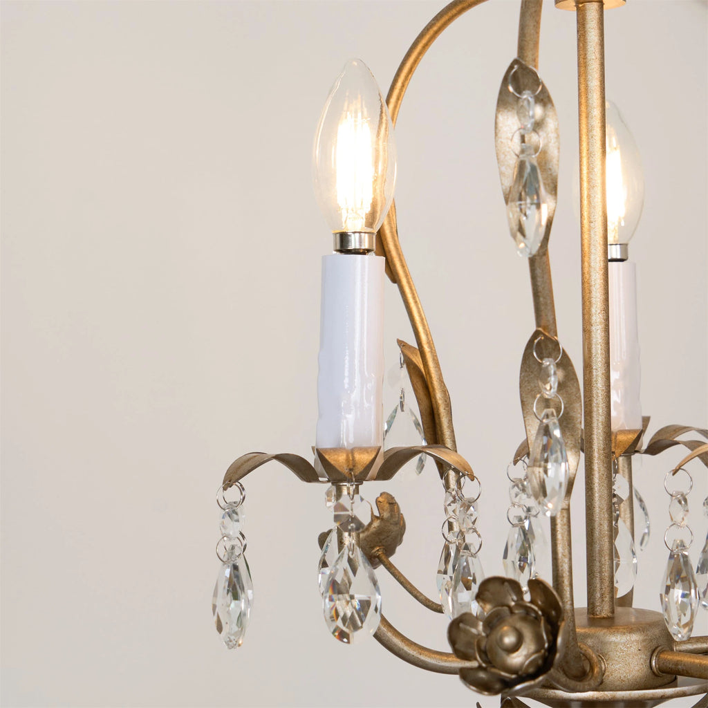 Antique Gold Leaf Crystal Chandelier