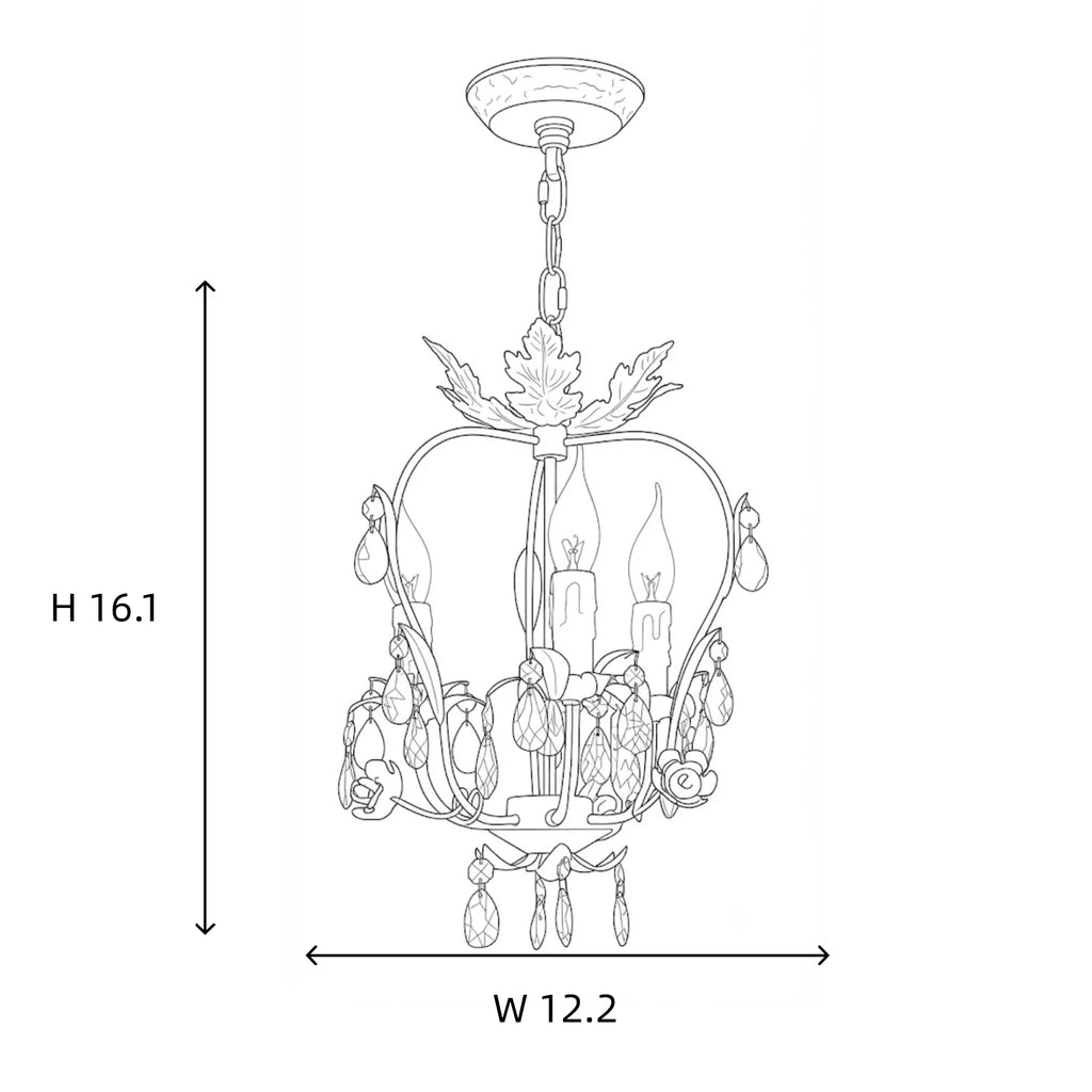 Antique Gold Leaf Crystal Chandelier