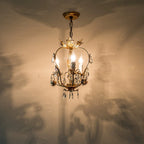 Antique Gold Leaf Crystal Chandelier