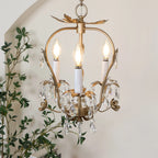 Antique Gold Leaf Crystal Chandelier