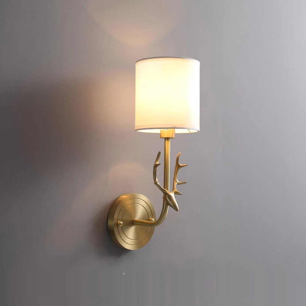Single Antler Fabric Wall Sconce Studio Display