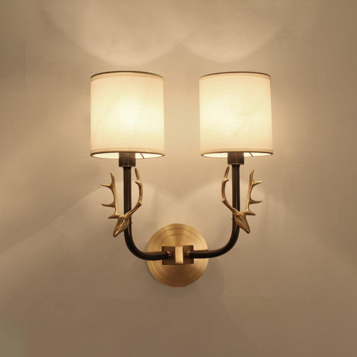 Antler Brass Double Wall Sconce