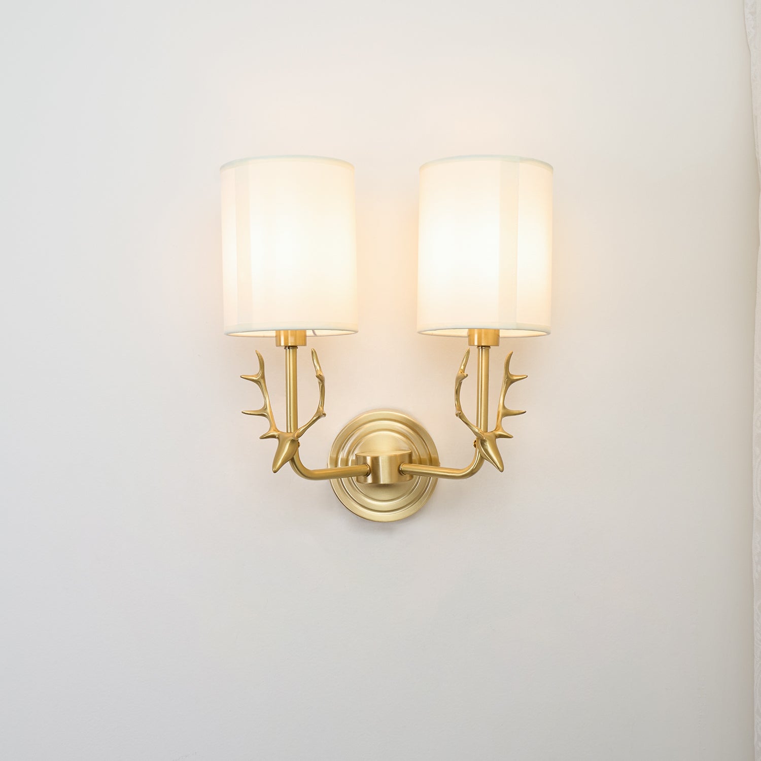 Antler Brass Double Wall Sconce