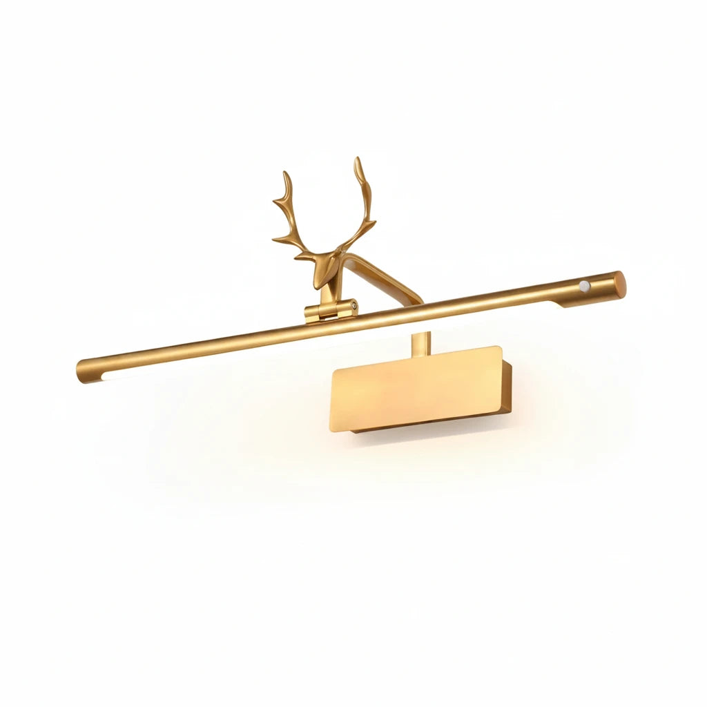Vintage Brass Antler Picture Light on Pure White Background