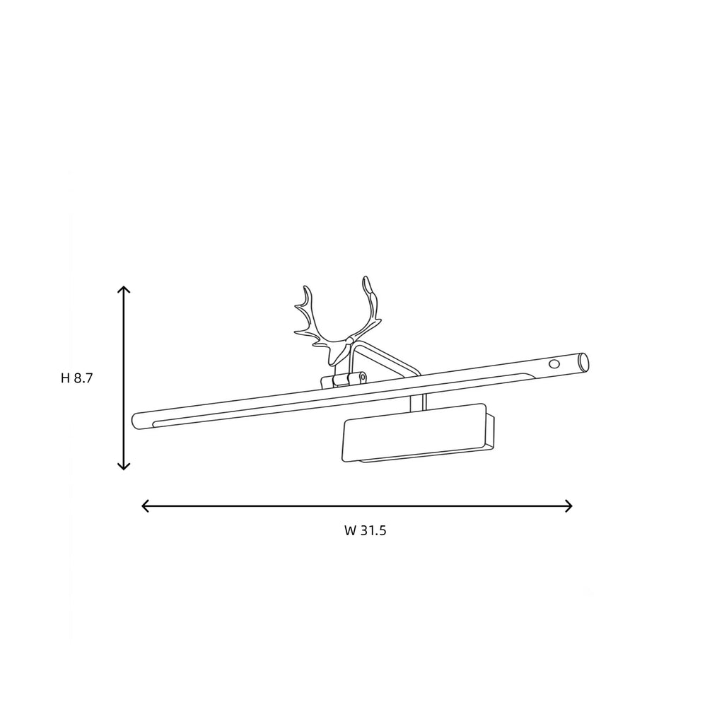 Medium Antler Picture Light Line Art Dimension Diagram