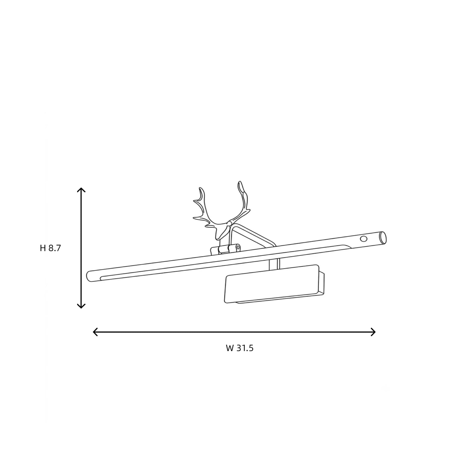 Medium Antler Picture Light Line Art Dimension Diagram