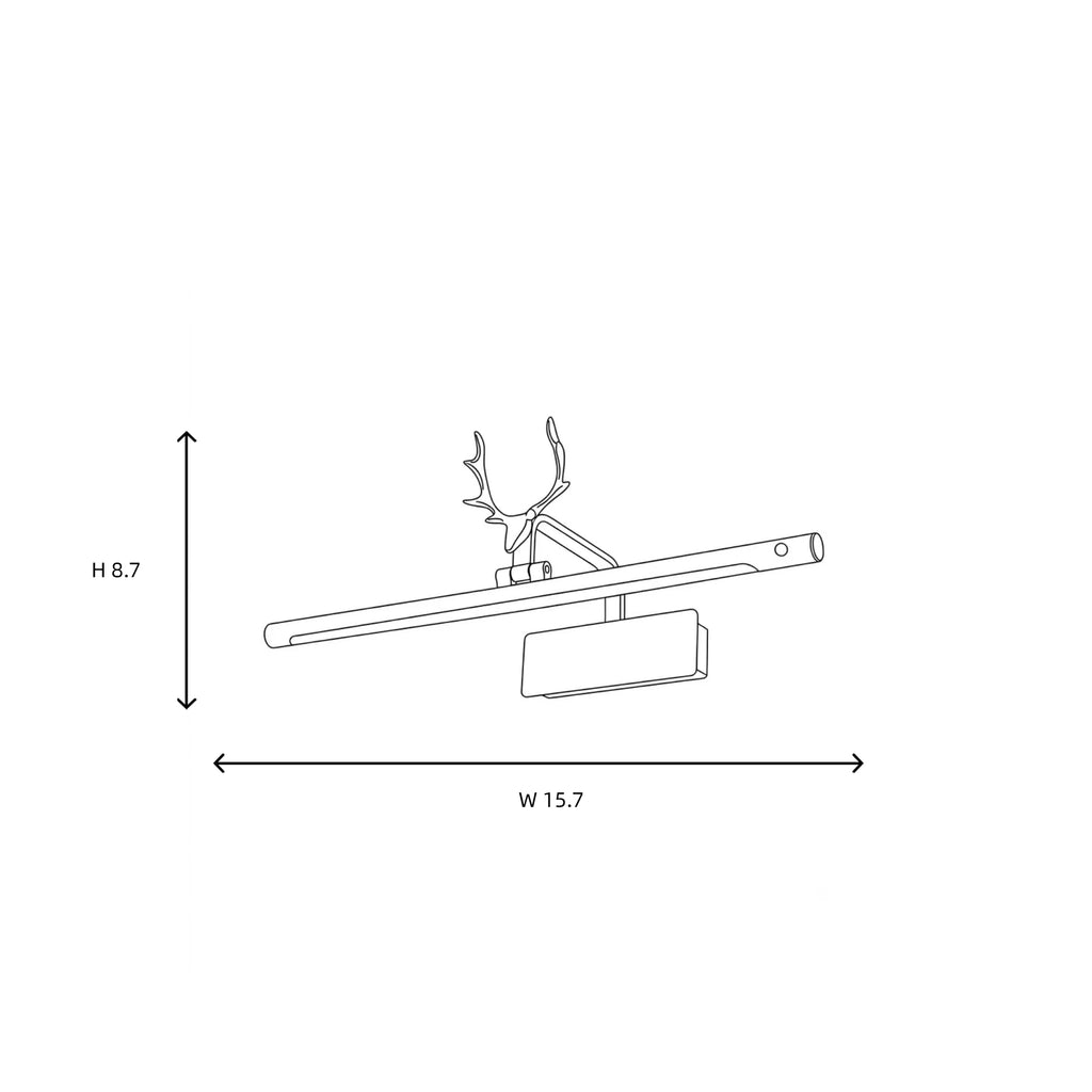 Small Antler Picture Light Line Art Dimension Diagram