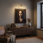 Vintage Brass Antler Picture Light Over Portrait Artwork