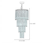 Modern Blue Multi-Tier Tiered Crystal Glass Chandelier Line Art Dimension Diagram