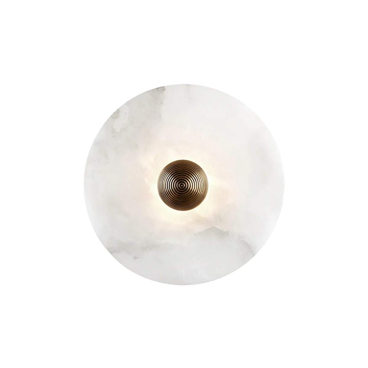 Single illuminated Solaris Stone Disc Wall Lamp casting soft ambient light