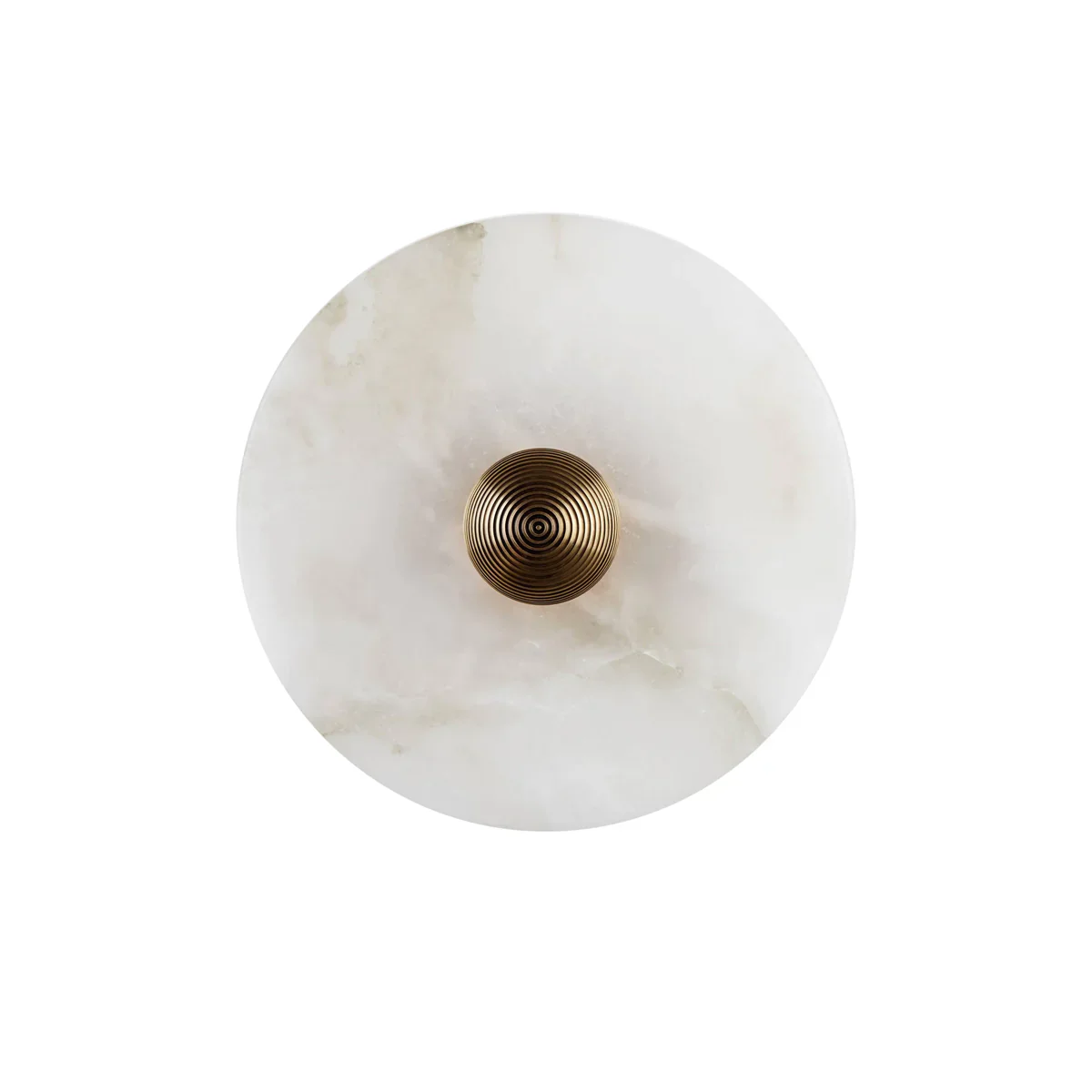 Clean studio photo of single unlit Solaris Stone Disc Wall Lamp