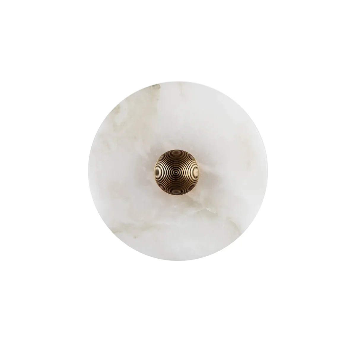 Unlit single Solaris Stone Disc Wall Lamp with brass center detail