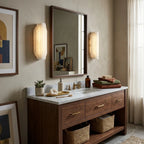 Modern Alabaster Art Wall Sconces in Bathroom Vanity Setting