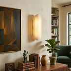 Modern Alabaster Art Wall Sconce in Living Room Setting