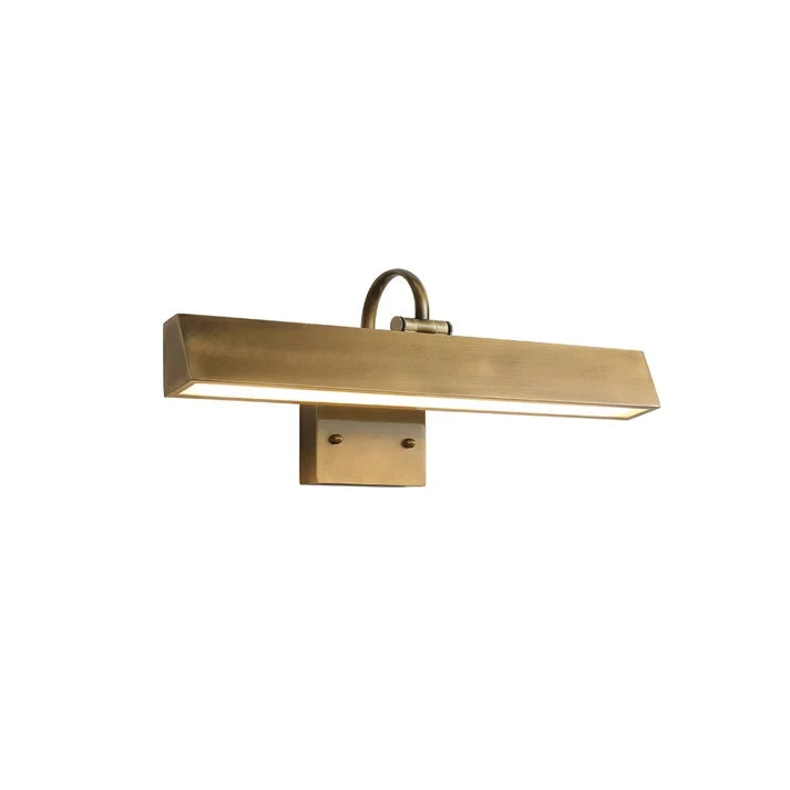 Modern Rectangular Brass Linear Picture Light with Integrated LED on Pure White Background