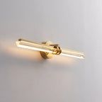 Angled View of Illuminated Brass Faceted Glass Linear Picture Light