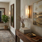 Modern Alabaster Flat Wall Sconce in Elegant Hallway Corridor