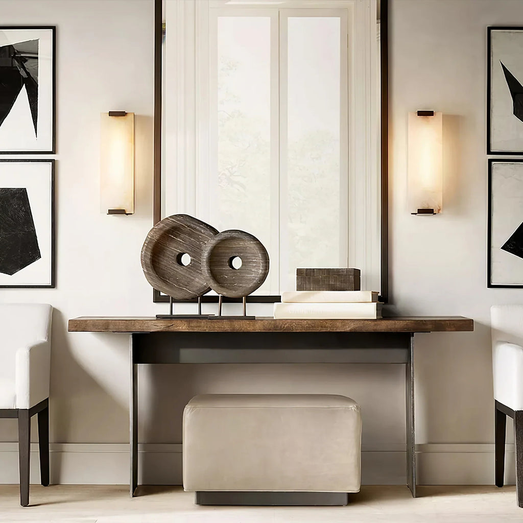 Modern Alabaster Flat Wall Sconce in Sophisticated Interior Setting