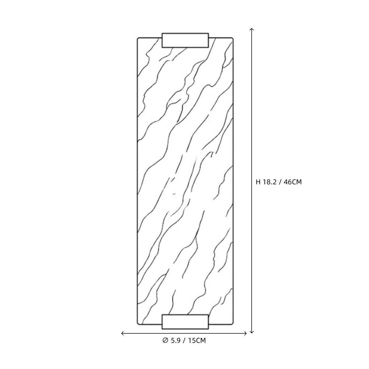 Modern Brass and Alabaster Flat Wall Sconce Line Art Dimension Diagram