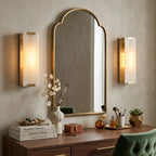 Modern Alabaster Flat Wall Sconce in Luxury Dressing Area