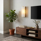 Modern Alabaster Flat Wall Sconce in Contemporary Living Space