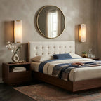 Modern Brass Alabaster Wall Sconce in Master Bedroom Suite
