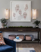 Modern Brass Alabaster Wall Sconce in Designer Entryway Foyer