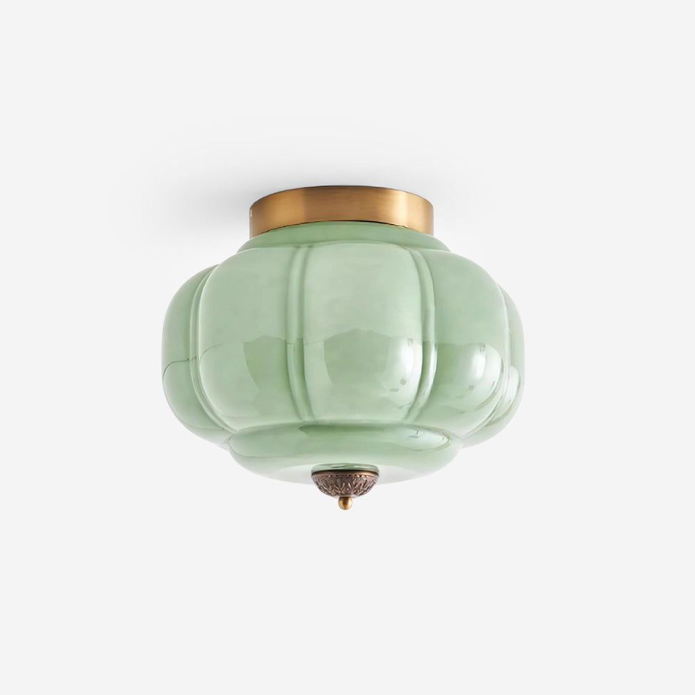 Art Deco Celadon Ribbed Ceiling Lamp