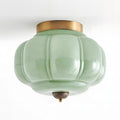 Art Deco Celadon Ribbed Ceiling Lamp