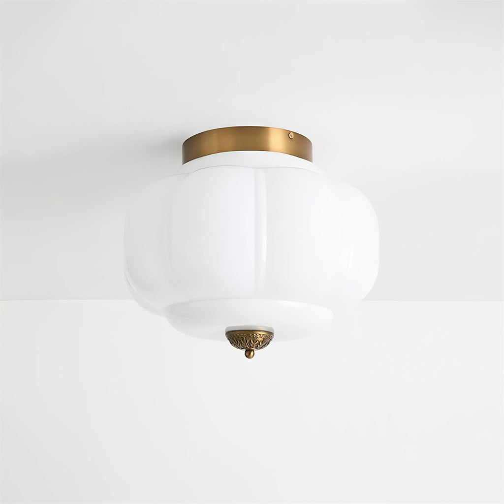 Art Deco Celadon Ribbed Ceiling Lamp