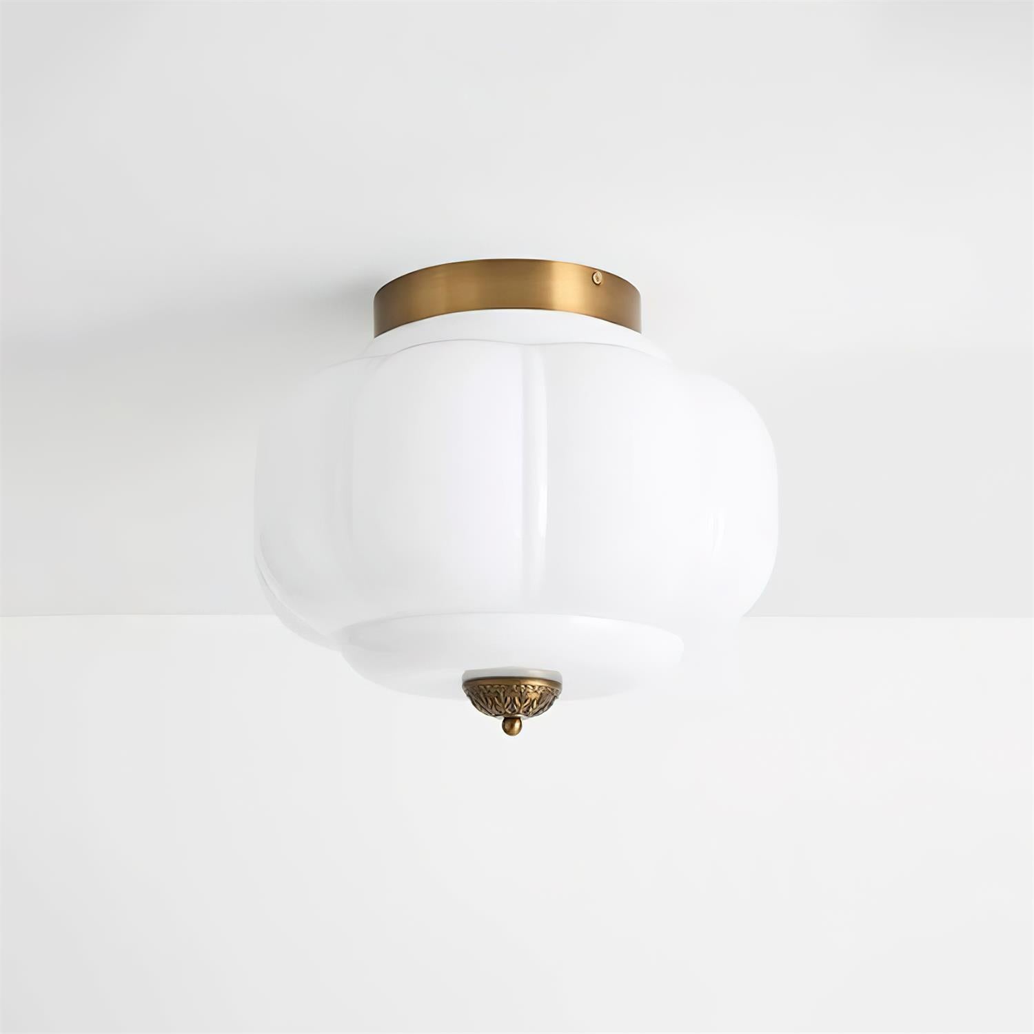Art Deco Celadon Ribbed Ceiling Lamp