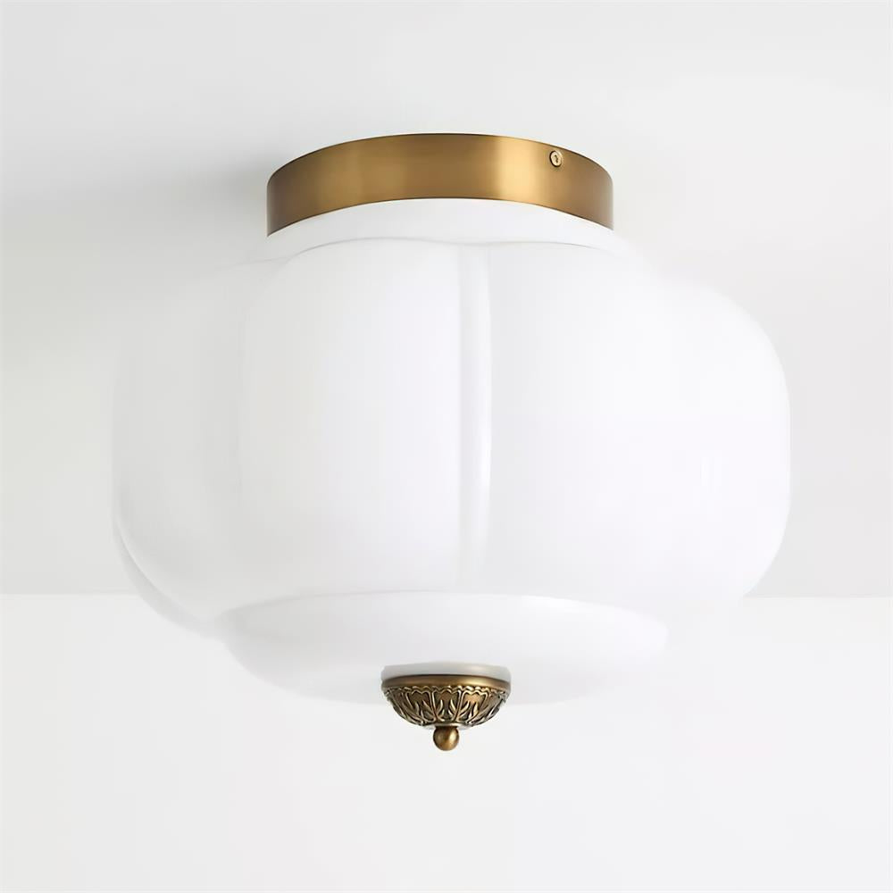 Art Deco Celadon Ribbed Ceiling Lamp
