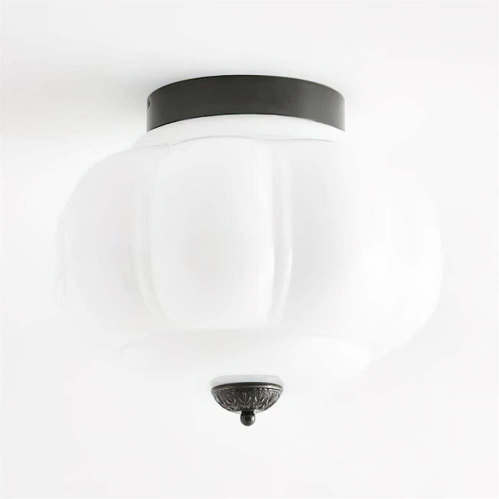 Art Deco Celadon Ribbed Ceiling Lamp