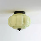 Art Déco Celadon-Deckenlampe mit Rippenstruktur