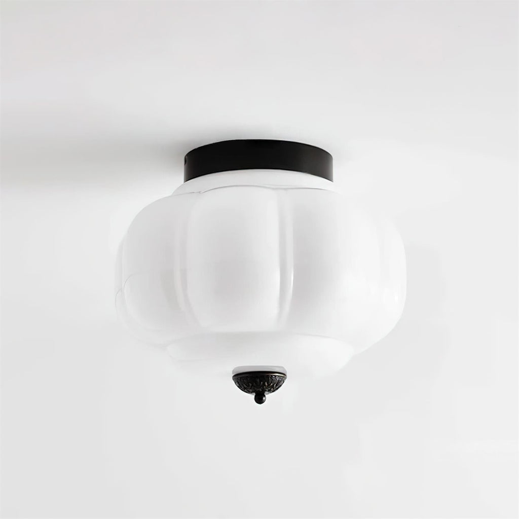 Art Deco Celadon Ribbed Ceiling Lamp