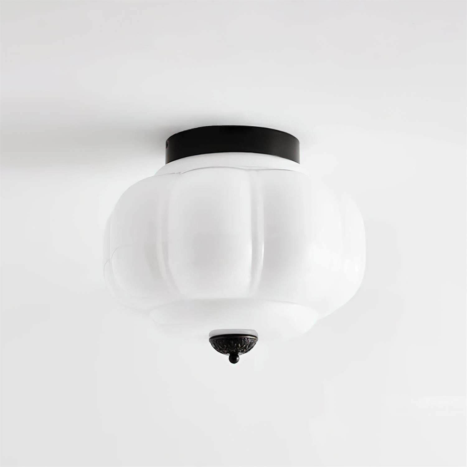 Art Deco Celadon Ribbed Ceiling Lamp