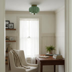 Modern Green Art Glass Flush Mount Ceiling Light in Bright Sitting Area