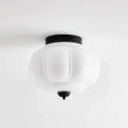 Art Déco Celadon-Deckenlampe mit Rippenstruktur