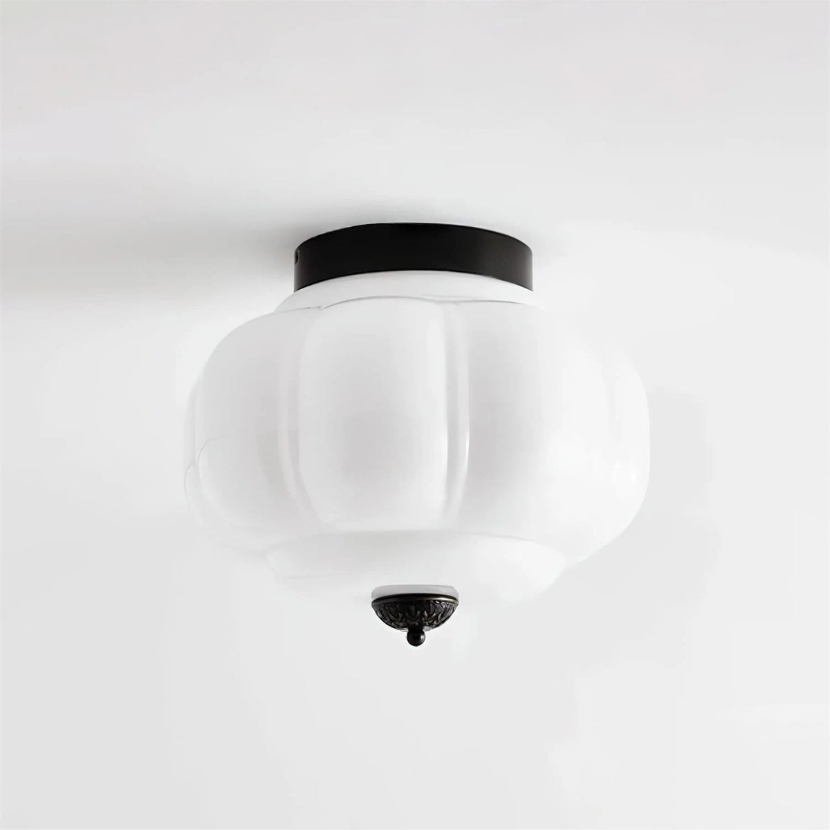 Art Déco Celadon-Deckenlampe mit Rippenstruktur