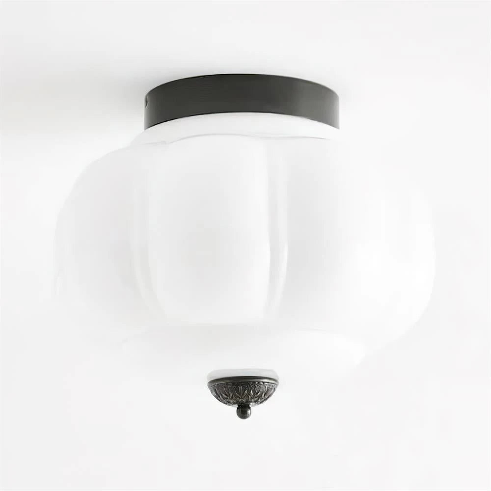 Art Déco Celadon-Deckenlampe mit Rippenstruktur